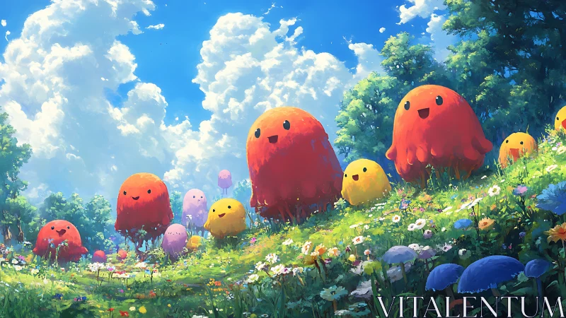 Sunny meadow parade of jelly spirits in candy-bright bloom.