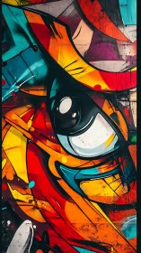 Bold street art eye bursting with color and playful energy.