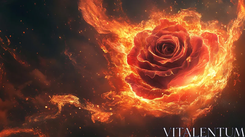 Fire-Engulfed Red Rose: Volumetric Flame Rendering with Particle Effects