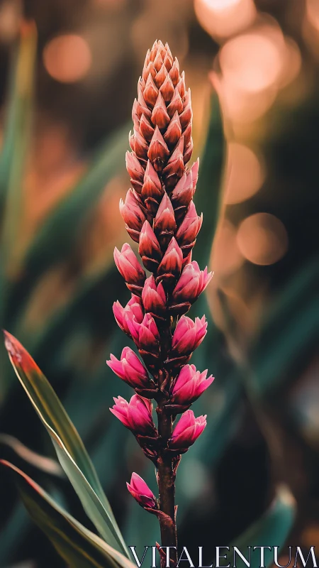 Coral Fire Blossom: Nature's Geometric Torch in Bloom.
