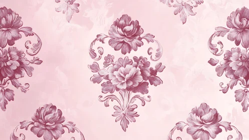 Vintage pink floral wallpaper pattern blends romance and charm.