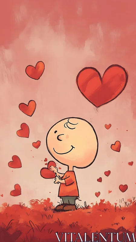 Big-Hearted Kid Juggling Love in Coral Dreamland.