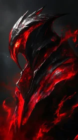 Dark fiery armored wraith figure with glowing red energy.