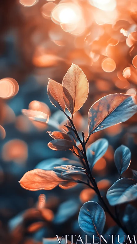 Close-up bicolor leaves under warm glowing backlight.