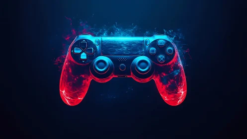 Neon-Illuminated Gaming Controller with Thermal Energy Distortion Effects