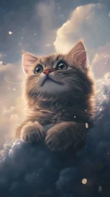 Digitally rendered felid with volumetric light scattering in atmospheric cloud environment