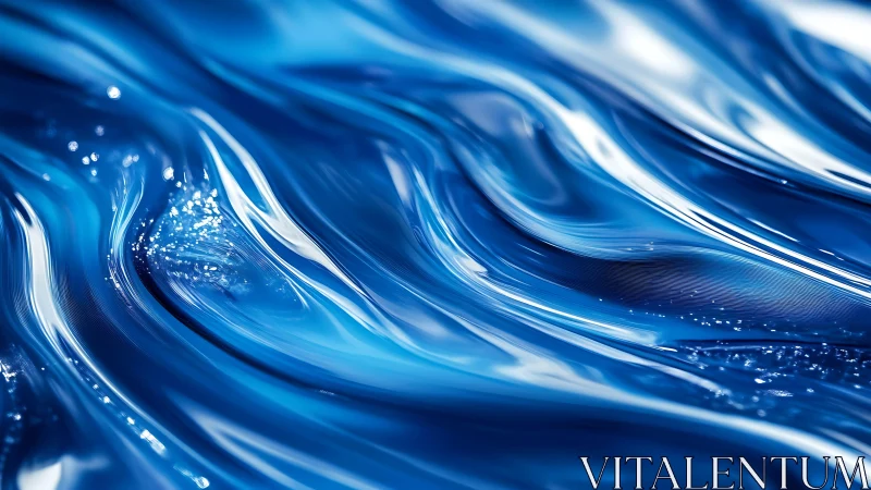 Liquid blue waves with reflective highlights in motion.