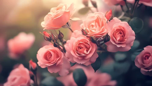 Rose Reverie: Velvet Blooms in Golden Twilight.