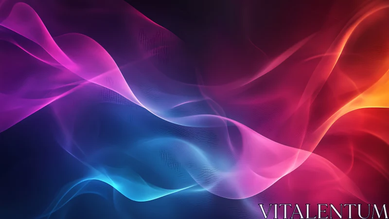 Neon light waves flow across dark gradient background.