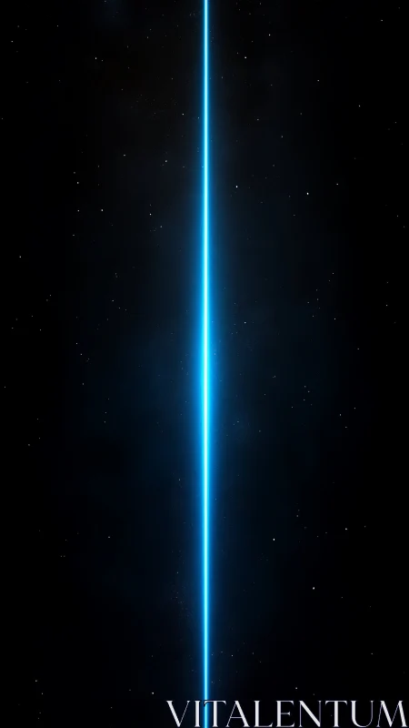 Axial blue energy beam traversing starfield void at zenith.