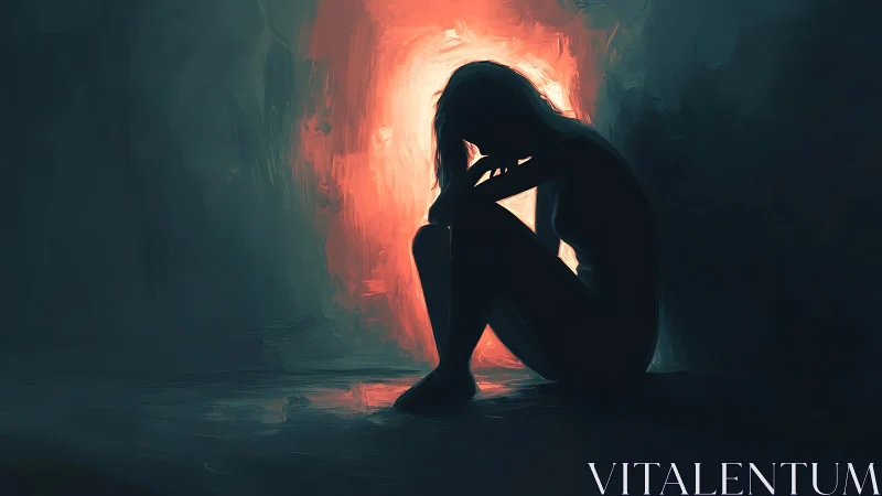 Quietly, a solitary figure rests against a distant glow of hope