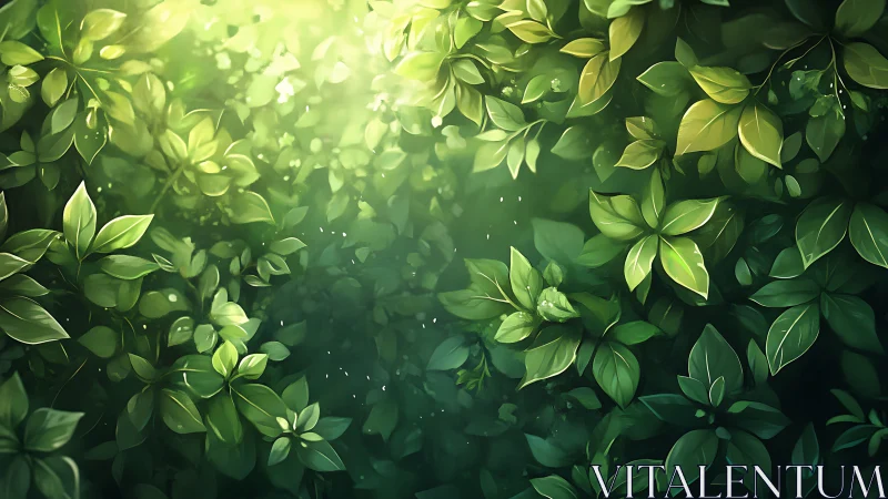 Diffuse backlit foliage canopy rendered with soft depth gradients