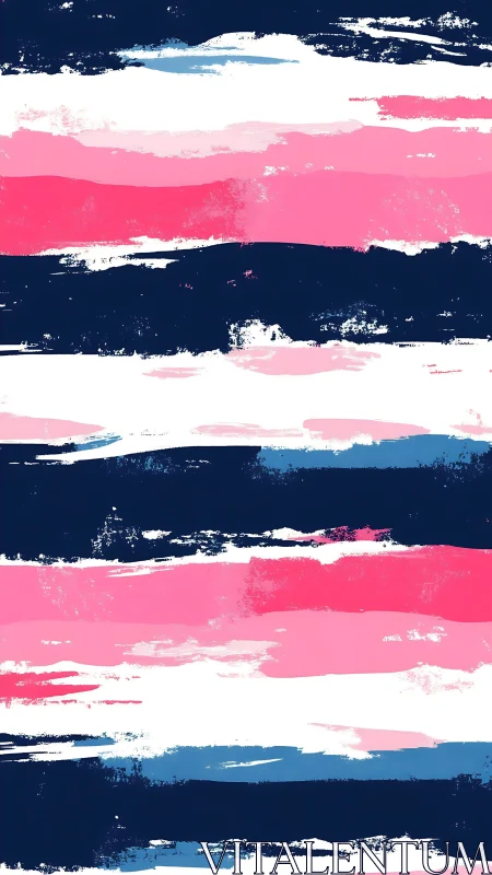 Bold navy and pink horizontal brushstroke stripe pattern.
