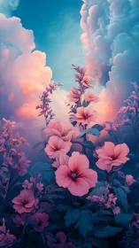 Ethereal Blooms Rising Through Celestial Cloud Gardens