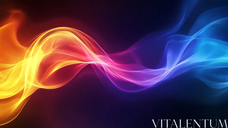 Neon Waves Flowing Across Dark Space