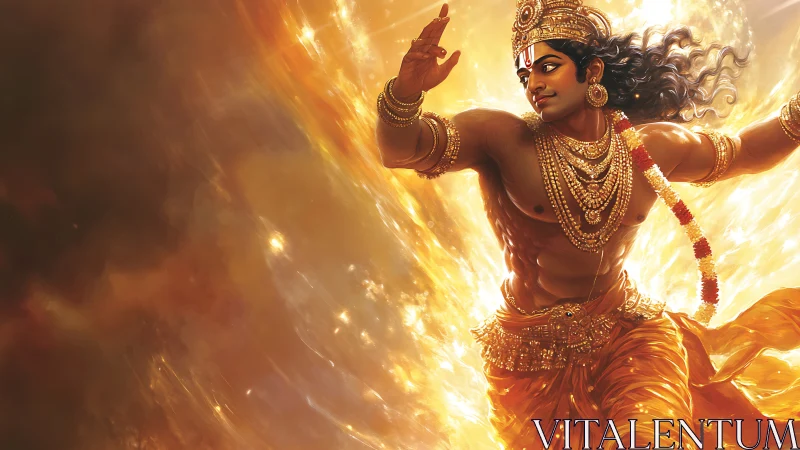 Golden divine warrior surrounded by swirling radiant light.