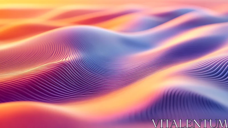 Iridescent gradient waves with flowing ribbed topology.