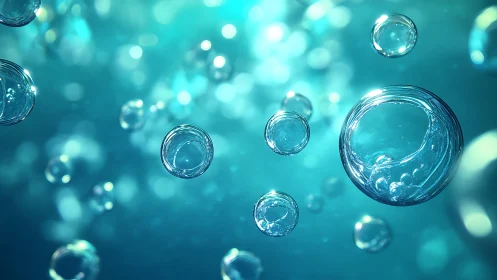 High-detail underwater air bubbles with shallow depth-of-field