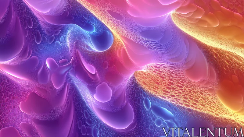 Luminous liquid gradients in neon cellular flows digital art.