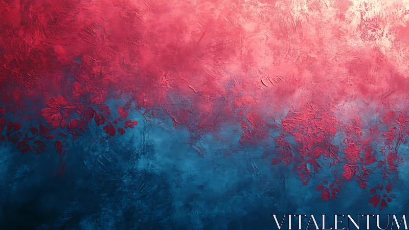 Soft coral and deep blue floral textures in gentle bloom.