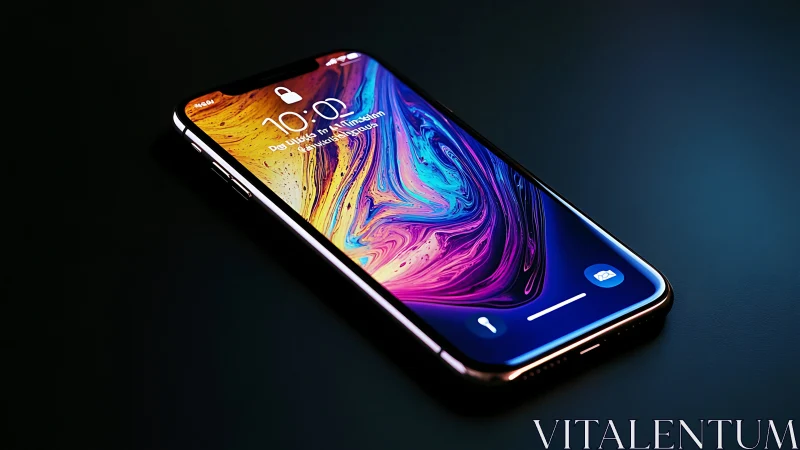 Premium smartphone featuring edge-to-edge OLED display with vibrant fluid gradient.