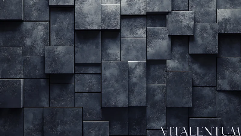 Dark staggered metal panels form textured geometric wall