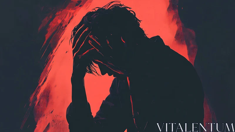 Shadowed mind in crimson storm of anxious midnight silence.