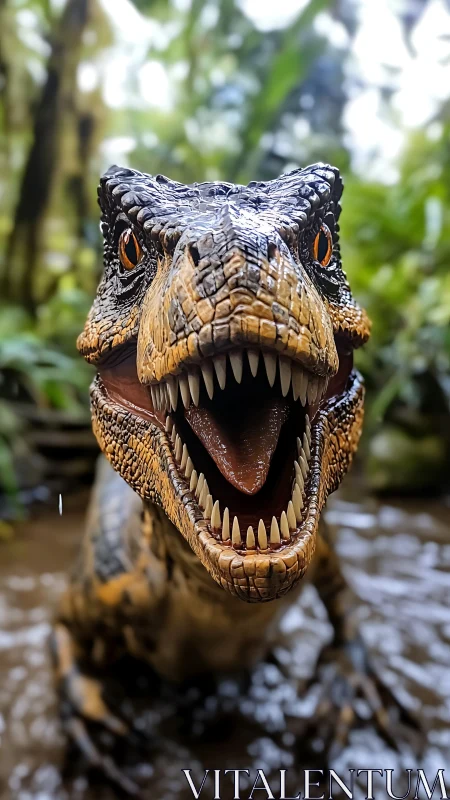 Macro frontal raptor head with wet-scale texturing and bokeh depth