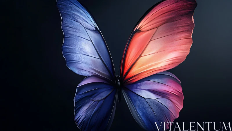 Macro render of bi-chromatic butterfly wings on dark field