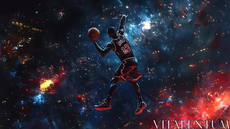 Astrophysical dunk trajectory in neon-saturated cosmic arena.