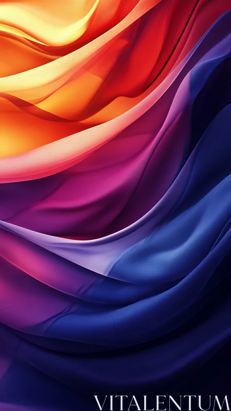 Layered gradient fabric waves in bold warm and cool color.