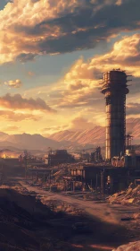 Sunlit desert outpost rising quietly beneath glowing clouds.