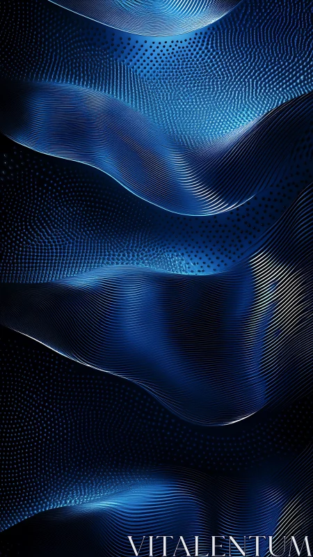 Parametric blue waveforms with luminous point cloud modulation.