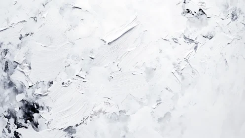 Snowdrift brushstrokes carve a monochrome abstract wilderness.