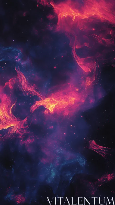 Cosmic nebula glows with vivid magenta and deep indigo forms.