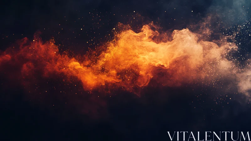 Explosive particle dispersion with flame gradient.