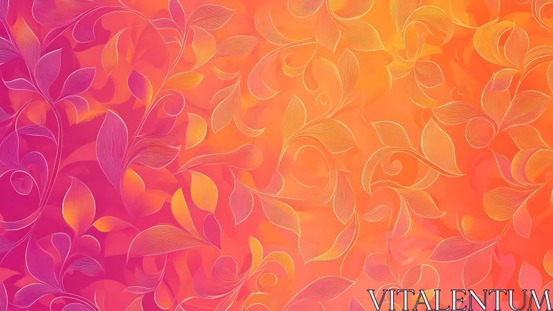 Floral linework over magenta to orange gradient field.