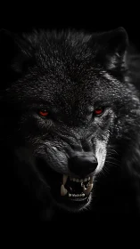 Crimson-eyed shadow wolf tears through the darkness