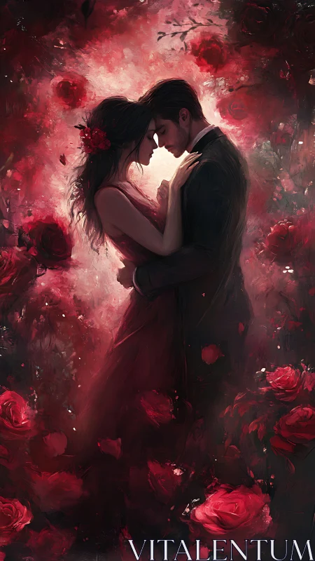 Crimson Devotion: Where Passion Blooms in Shadow.