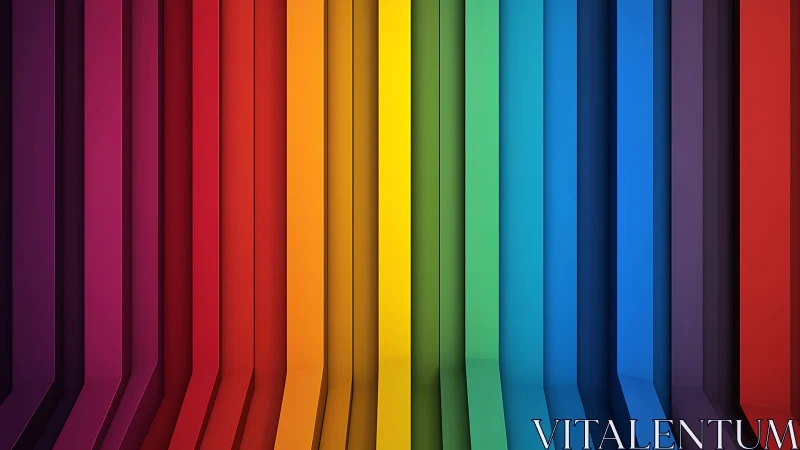 Geometric chromatic wall with folded vertical planes in 3D space.