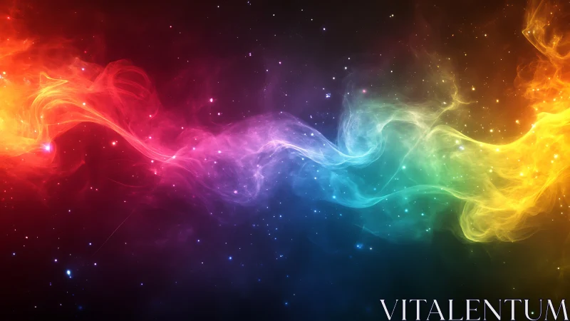 Colorful cosmic nebula stream across deep space field.