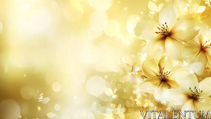 Golden Flowers with Soft Focus Background.