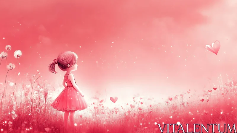 Ethereal Girl in Coral Field: Romantic Fantasy Digital Composition.