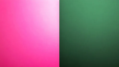 Pink and green split canvas where quiet color tension hums.