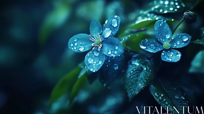 Turquoise Petals Dripping with Dewdrop Jewels.