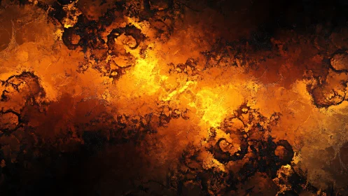 Fiery fractal swirls in glowing orange and deep black.