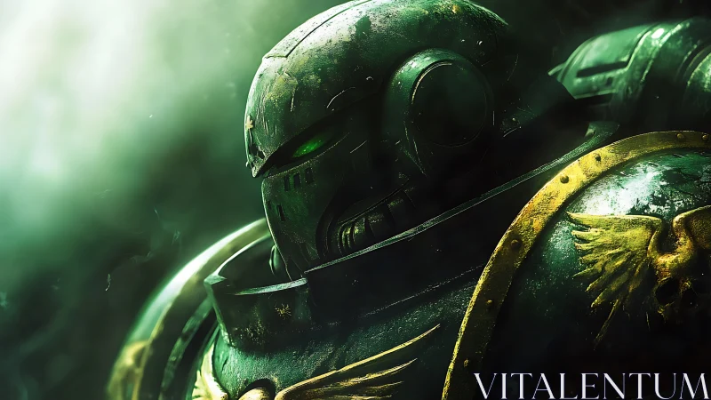 Emerald war sentinel breathing green storms of distant war.