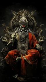 Majestic seated deity radiates calm power in glowing gold