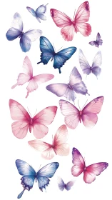 Watercolor lepidoptera study with vertical scatter composition.