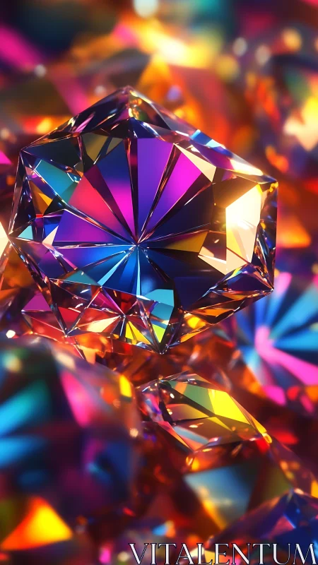 Geometric crystal forms display multi-colored refraction patterns